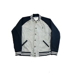 Vintage Polo Ralph Lauren button up cardigan sweatshirt mens large gray pockets